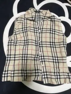 BURBERRY ノースリーブ　麻シャツ　チェック柄　Lサイズ