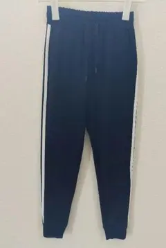 【訳あり】キッズ サイド ライン パンツ ブラック 140cm