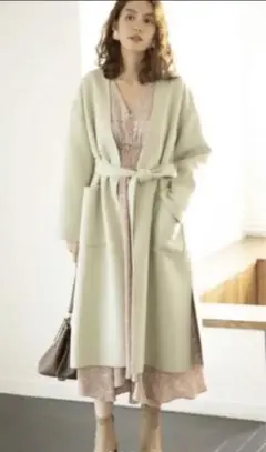 FRAY I.D ノーカラーリバーコート　ロングコート