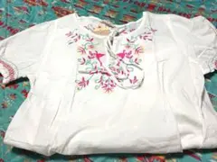 新品 鳥柄刺繍 チュニック　メイドインインド　アジアンのサムネイル