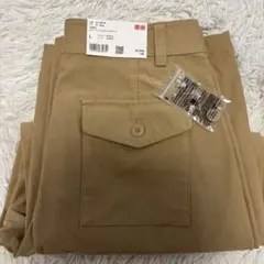 【新品タグ付】 ユニクロ　ジャージーバレルレッグパンツ 　Lサイズ ベージュ