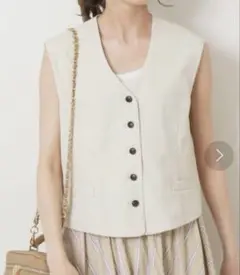 【Spick & Spanスピックアンドスパン】 リネンライクベスト ベージュ