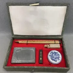骨董品】超レア☆文房四宝 硯箱 書道セット 筆 硯 墨 伝統工芸 - メルカリ