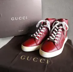美品 GUCCI グッチ レザー ハイカット スニーカー 36 付属品有り