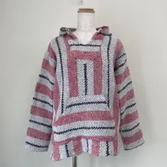 古着 メキシカンパーカー メキパ レディース ヴィンテージ ストライプ ピンク