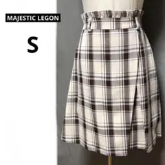 【マジェスティックレゴン】チェック柄　ミニスカート　ギャザーウエスト　Sサイズ