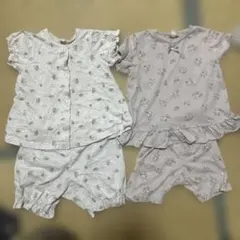 ベビーパジャマ 上下セット 花柄 動物柄　90cm 2枚セット