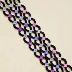 茎部分黒色の２色のお花チェーンのプロミスリングミサンガ３本セット⑤