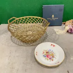 アンティークロイヤルウースターの飾りざら ROYAL WORCESTER ロイヤルウースター 藍地金彩ジュール カップ