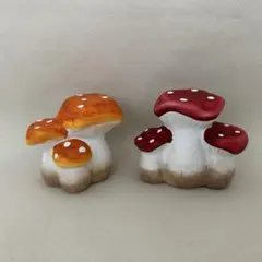 ナチュラルキッチン　ハロウィン　秋オブジェ　トリプルキノコ　2点セット
