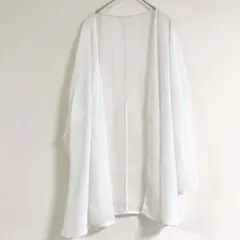 即購入OK✨ホワイト【3XL】ポリエステル カーディガン シースルー 羽織物