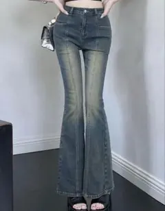 ハイウエスト フレアデニムパンツ　韓国ファショッン ワンホン レディース 美品のサムネイル