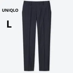 UNIQLO L ウエストゴム スラックス EZY アンクルパンツ ストライプ