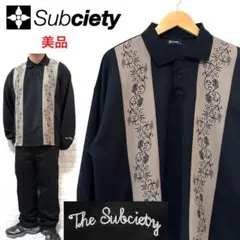 ☆美品☆Subciety ペイズリー 勾玉刺繍 長袖 ポロシャツ オーバーサイズのサムネイル