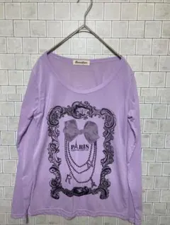 Love&Heart ラベンダーPARISプリントTシャツ 派手　人気デザイン