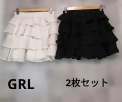 GRL インパン裏地付きフリルシフォンミニスカート　2枚セット