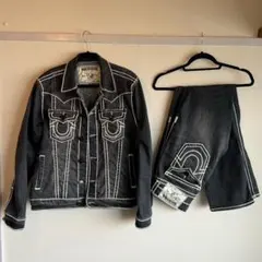 TRUE RELIGION セットアップ ブラックデニムジャケット パンツ