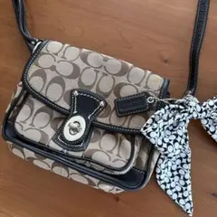 ◇COACH◇シグネチャー ターンロックミニショルダーバッグ スカーフ 