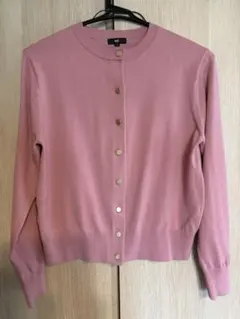 PLST エクストラファインメリノウールブレンドメタルボタンカーディガン　ピンク
