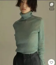 ETRE エトレ シアーモヘヤタートルニットプルオーバー　BLUE