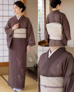 秋の先取り特典 】美品 正絹袷 色無地 トールサイズ 裄69 新品袋帯