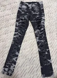 美品★レースダメージ加工スキニーパンツ ブラック/グレーS？M？