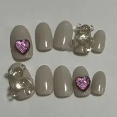 現品　くまネイルネイルチップ韓国ネイル[Canna nail] no.4