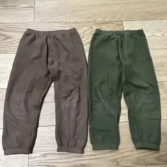 【2点セット】サイズ100 ユニクロ　フリースパンツ ブラウン・グリーン