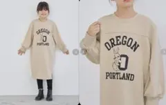 140cm coca キッズ 裏毛 ロゴワンピース 長袖 カットソーワンピース