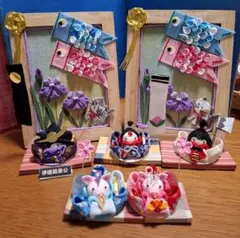 fukujiro様専用ページ　つまみ細工　　ブタさんの雛人形　金太郎　桃太郎