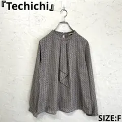 【Techichi】ボウタイ風総柄ブラウス　長袖　オフィスカジュアル　Fのサムネイル