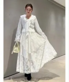 snidel シアープリーツボウタイブラウス シアーティアードスカート 
