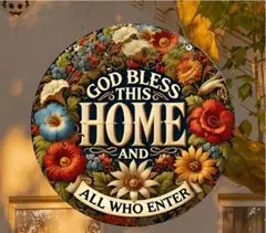 GOD BLESS THIS HOME プレート アクリル 看板 おしゃれ 玄関