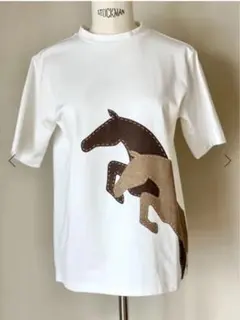 新品　seventen ホースプリントTシャツ(ホワイト×ブラウン)Sサイズのサムネイル
