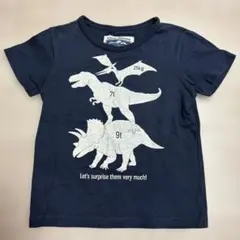 anyFAM 恐竜プリント Tシャツ ネイビー110㎝