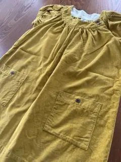 プチバトー コーデュロイ 半袖 ワンピース　イエロー(110〜120cm )