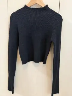 rienda リブ編み長袖セーター Sサイズ ブラック　ショート丈