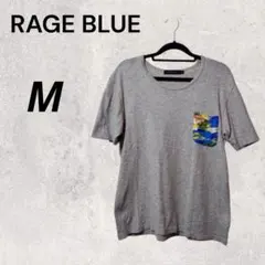 RAGEBLUE レイジブルー 半袖Tシャツ Uネック グレー 灰色 M 夏服