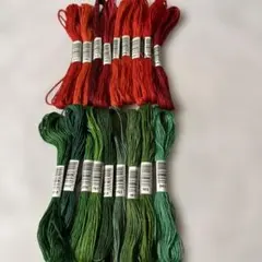 刺繍糸　１８本セット　レッド＆グリーンカラー　ミサンガ　刺し子　ステッチ