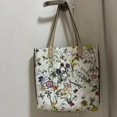 花柄 トートバッグ リバーシブル ベージュ