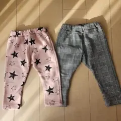 星柄とチェック柄のパンツセット