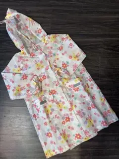 【秋桜様専用】ミキハウス ベビーレインコート S うさぎ　花柄 収納袋付き