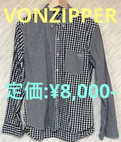 【Mサイズ】VONZIPPERギンガムチェック長袖シャツ