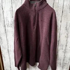 Eddie Bauer USA企画 刺繍　ゆるダボ　ハーフジップニット