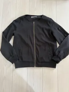 DOUDOU ノーカラー ポリエステル ブルゾンM Black