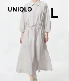 UNIQLOユニクロ　ナイロンワンピース　七分袖　オフィスカジュアル