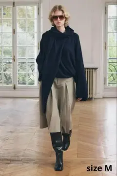 新品未使用 ZARA ウール混スカーフニットセーター ネイビーブルー サイズM