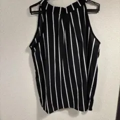 GRL ノースリーブシャツ 黒と白のストライプ