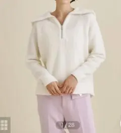 GRACE CONTINENTAL ホワイトニット 長袖 フロントジッパーのサムネイル