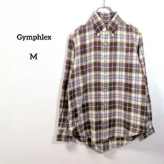 Gymplex England チェックシャツ シャツ 長袖 BD M 茶系